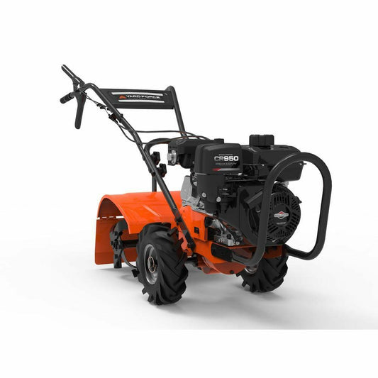 Yard Force 20-inch Rear Tine Tiller Briggs & Stratton CR950 OHV 208cc gas engine, forward and reverse self-propelled drive, counter-rotating tines