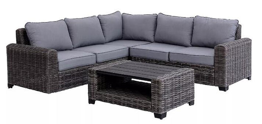 Pembroke 3-Piece Outdoor Wicker Cushioned Patio Sectional & Coffee Table Set