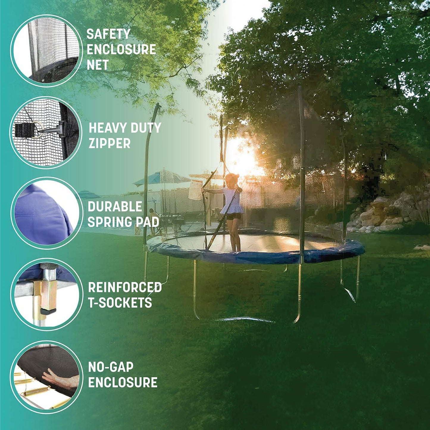 Skywalker Trampolines Jump N' Dunk Trampoline with Safety Enclosure and Basketball Hoop