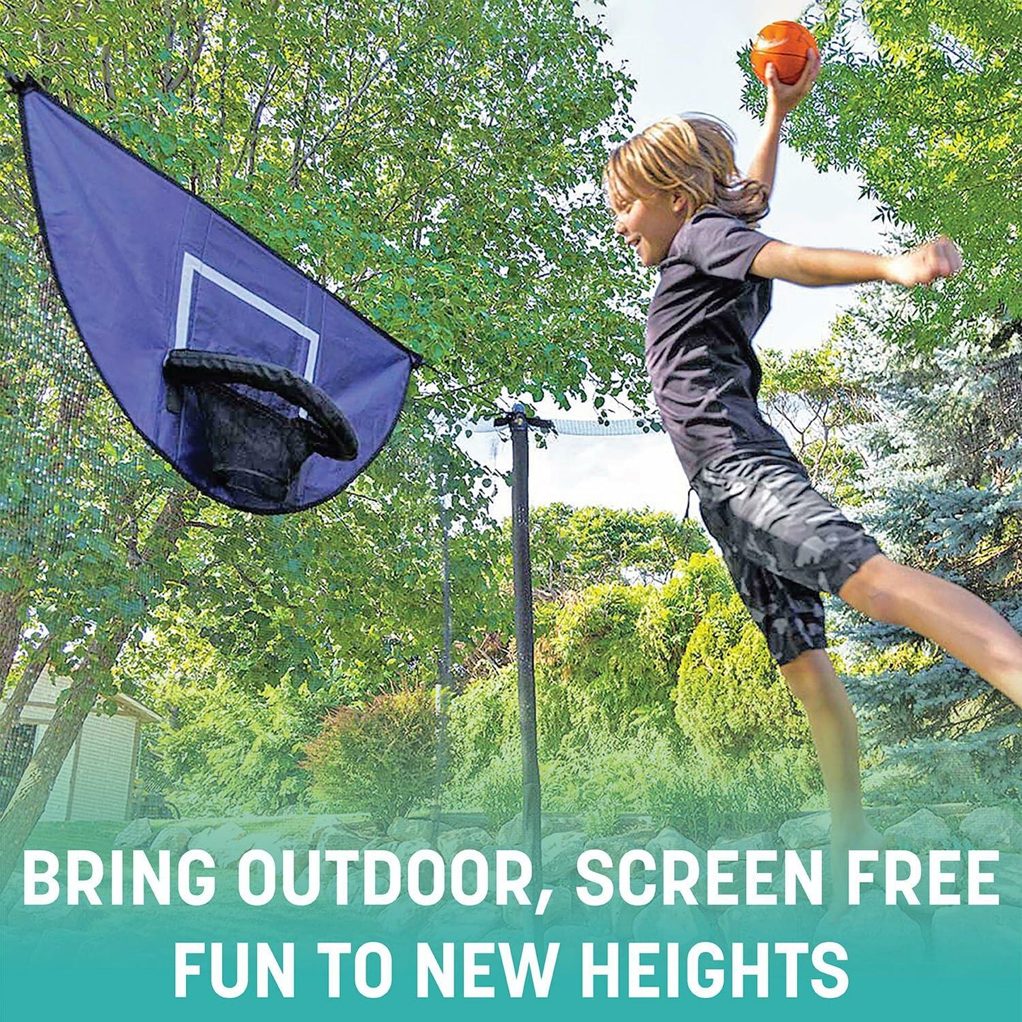 Skywalker Trampolines Jump N' Dunk Trampoline with Safety Enclosure and Basketball Hoop