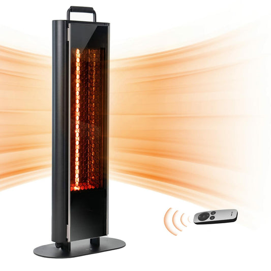 EAST OAK 1500W Patio Heater, Table Side Portable Electric Heater with Double-Sided Heating & 3 Heating Levels, IP65 Waterproof Outdoor Heater with Remote, and Protection from Tip-over & Overheating