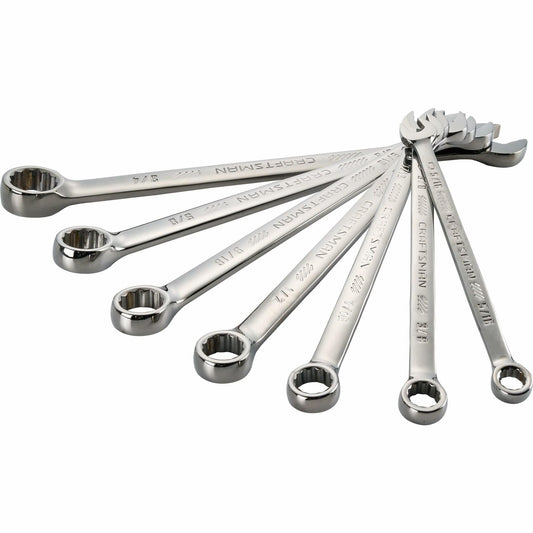 CRAFTSMAN,12-Point Standard SAE Gunmetal Chrome Combination Wrench 7 Piece