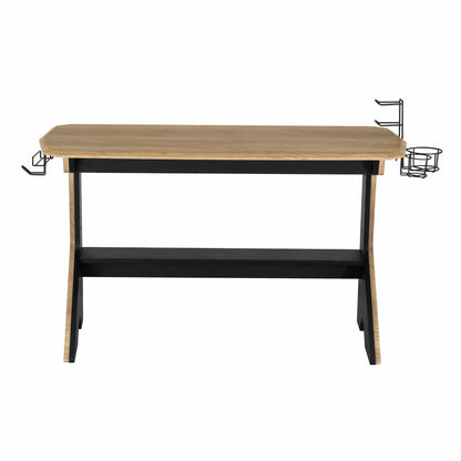 Techni Mobili Home Office Computer Writing Desk with  Two Cupholders and Headphone Hook, Pine