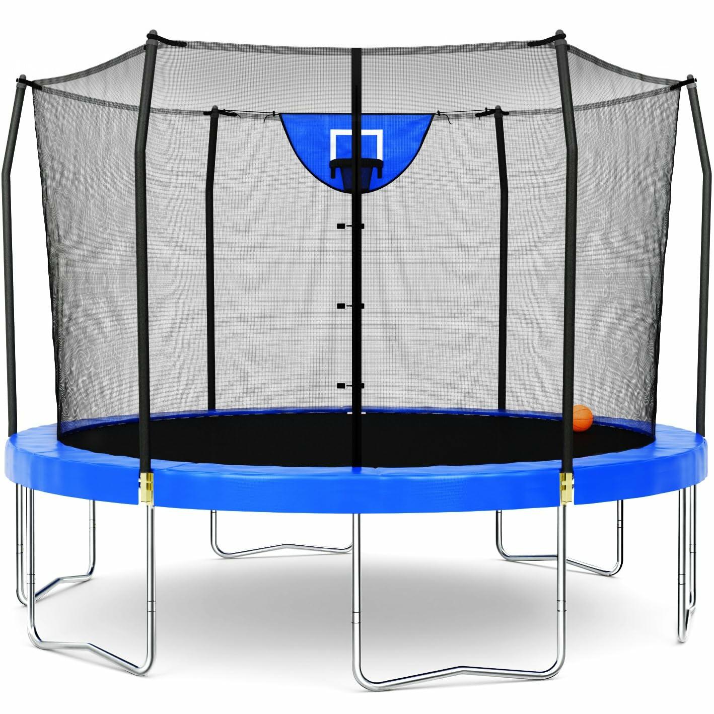 Skywalker Trampolines Jump N' Dunk Trampoline with Safety Enclosure and Basketball Hoop