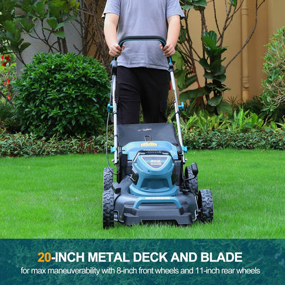 WESCO 60V 20-inch Battery Powered Push 3-in-1 Function, 7 Cutting Heights Walk-Behind Mower