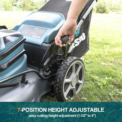 WESCO 60V 20-inch Battery Powered Push 3-in-1 Function, 7 Cutting Heights Walk-Behind Mower