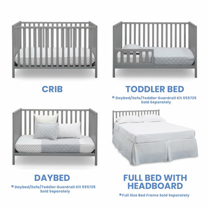 Delta Children Heartland 4-in-1 Convertible Crib - Greenguard Gold Certified, Grey 4-in-1 Crib Grey