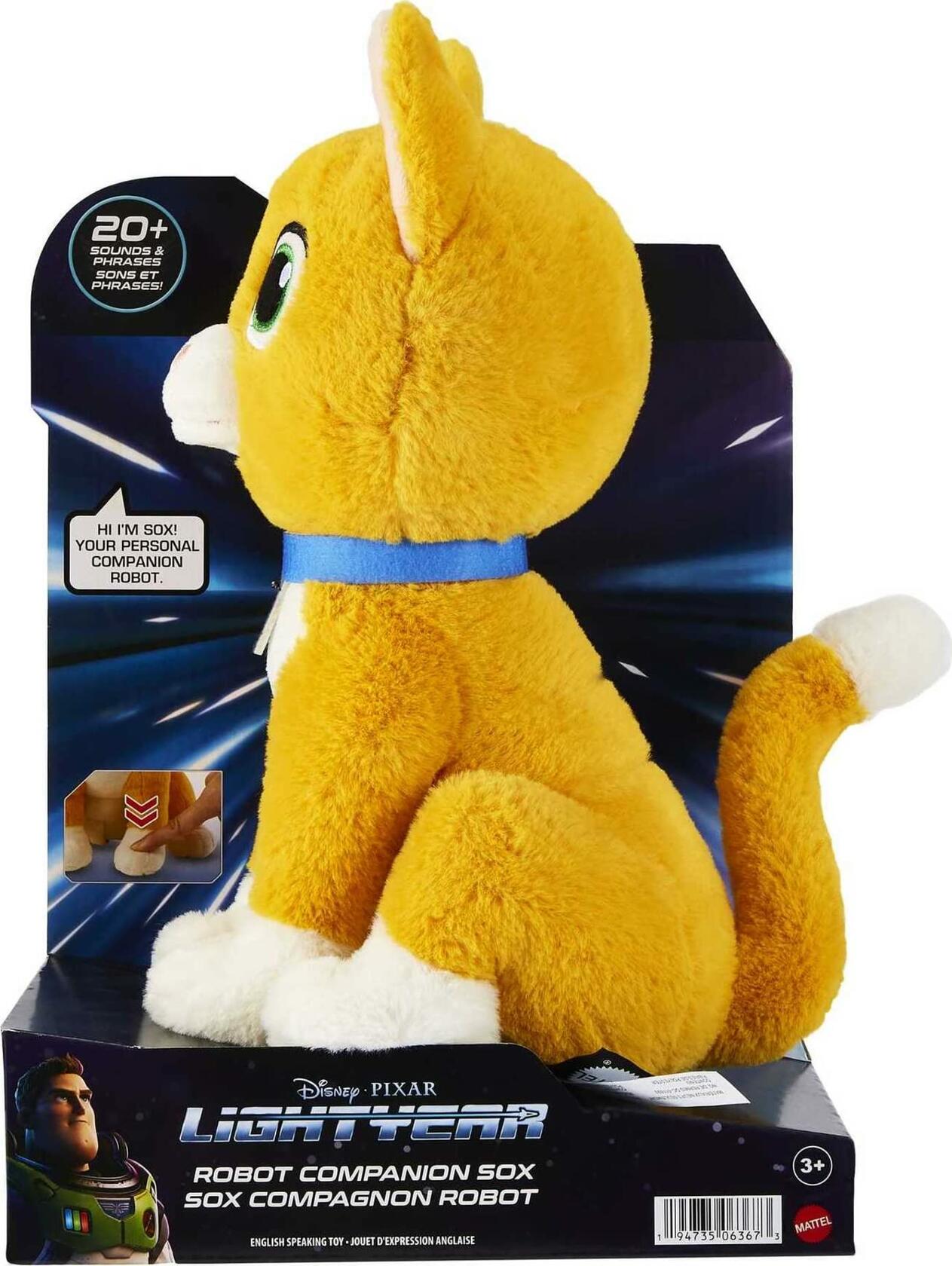 Disney and Pixar Lightyear Sox Plush with Sound, Robot Cat Soft Doll Inspired by Character