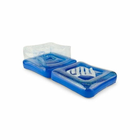 Justice 2-in-1 Foldable Pool Lounger - Lounger Float & Poolside Chair. Bring Relaxation to a new level with our Pool Lounger Durable & versatile design, Ages 6+, Inflated size: 35" x 65", Unisex, Blue