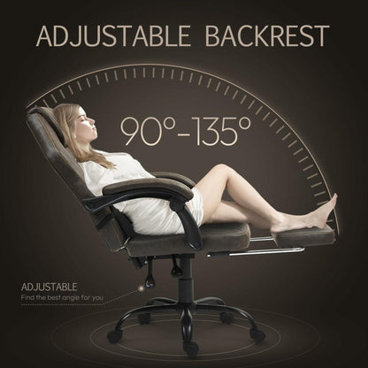Vigosit High-Back Gaming Chair – Adjustable Ergonomic Computer Chair with Vintage Leather, Lumbar Massage Function & Pull-Out Footrest for Home & Office (Basic Brown)