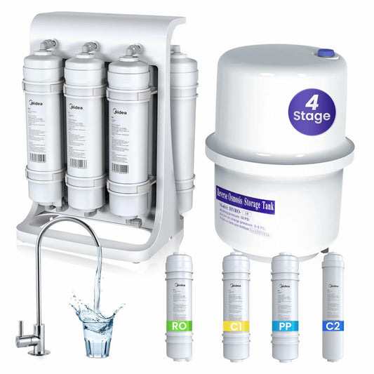 Midea Reverse Osmosis System, 4-Stage RO Under Sink Water Filtration System, NSF/ANSI Certified Ultra Safe Materials, Superb Taste Drinking Water Filter for Home, 75 GPD, Easy DIY Install