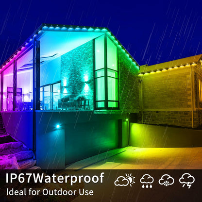 Yocrostar Permanent Outdoor Lights,100ft RGB Eave Lights with App Control Remote,IP67 Waterproof LED Lights,Music Sync Outside Lights for Christmas,Halloween,Garden,House Decorations