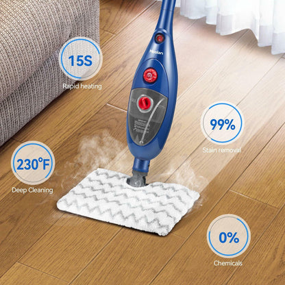 MOOLAN 10 in 1 Steam Mop, Detachable MultiPurpose Handheld Steam Mop Cleaning for Hardwood/Tile/Laminate Floors Window Wall Whole Home Use