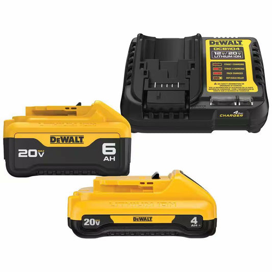 Dewalt 20V MAX Lithium-Ion 6.0Ah and 4.0Ah Battery and Charger Starter Kit