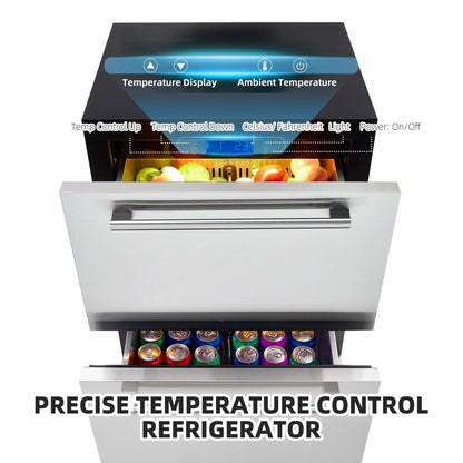 CuisinAid 24 inch Undercounter Refrigerator, 5.12 Cu.Ft Outdoor Fridge for Patio, Wine and Beverage Refrigerator, Drawer Refrigerator Under Counter Fridge Ideal for Home and Commercial