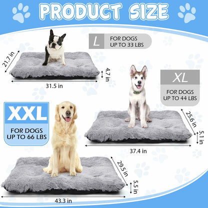 Tranqun 2 Pcs Dog Beds Dog Crate Beds with Machine Washable Anti-slip Thick Puppy Beds Plush Pet Crate Pads Ultra Soft Dog Beds for Large Dog Pet Beds Medium Small Dogs, Gray (43.3’’ x 29.5’’ x 4.7’’)