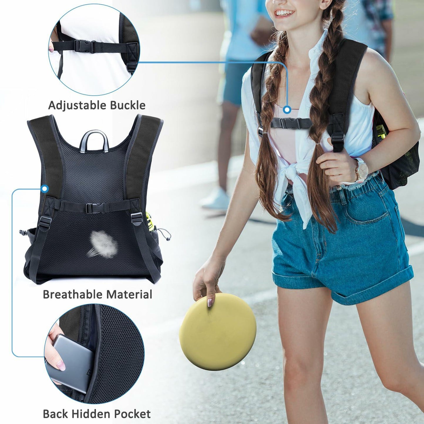 VIGEGARI Gym Backpack with Zipper,Multi-pocket Sports Bags Gym Bags for Men,Disc Golf Bag,Gym Backpack with Water Bottle Mesh Pockets,Backsack with Sturdy Shouler Strap
