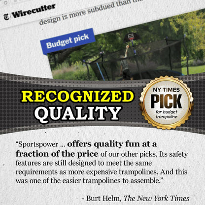 TruJump Round Trampoline with Heavy Duty Galvanized Rust Resistent Steel Frame: 6-Pole Safety Enclosure Combo, Meets ASTM Safety Standard, 14 Ft - Green