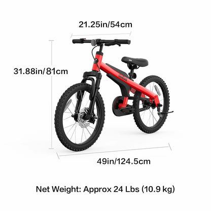 Segway Ninebot Kids Bike for Boys and Girls, 18 inch with Kickstand, in Red, Pink or Blue