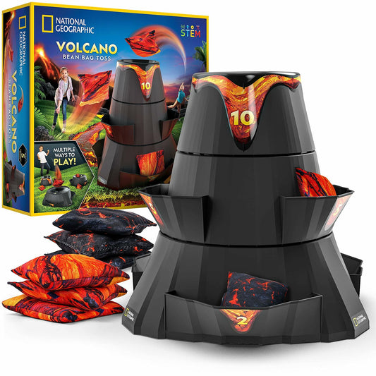 NATIONAL GEOGRAPHIC Volcano Bean Bag Toss Backyard Game Set - 5 Games, Bean Bags for Tossing, Yard Games for Kids, Outdoor Games, Patio Games