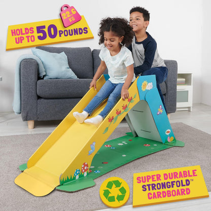 Pop2Play Toddler Playground Indoor Slide for Kids – Durable Eco-Friendly Foldaway Cardboard Slide (Sunny)