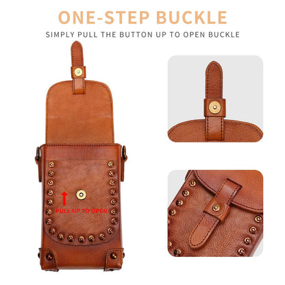 Montana West Crossbody Handbag Genuine Leather Shoulder Bag Mini Vintage Cell Phone Purse for Women Brown MWG02-9062_BR