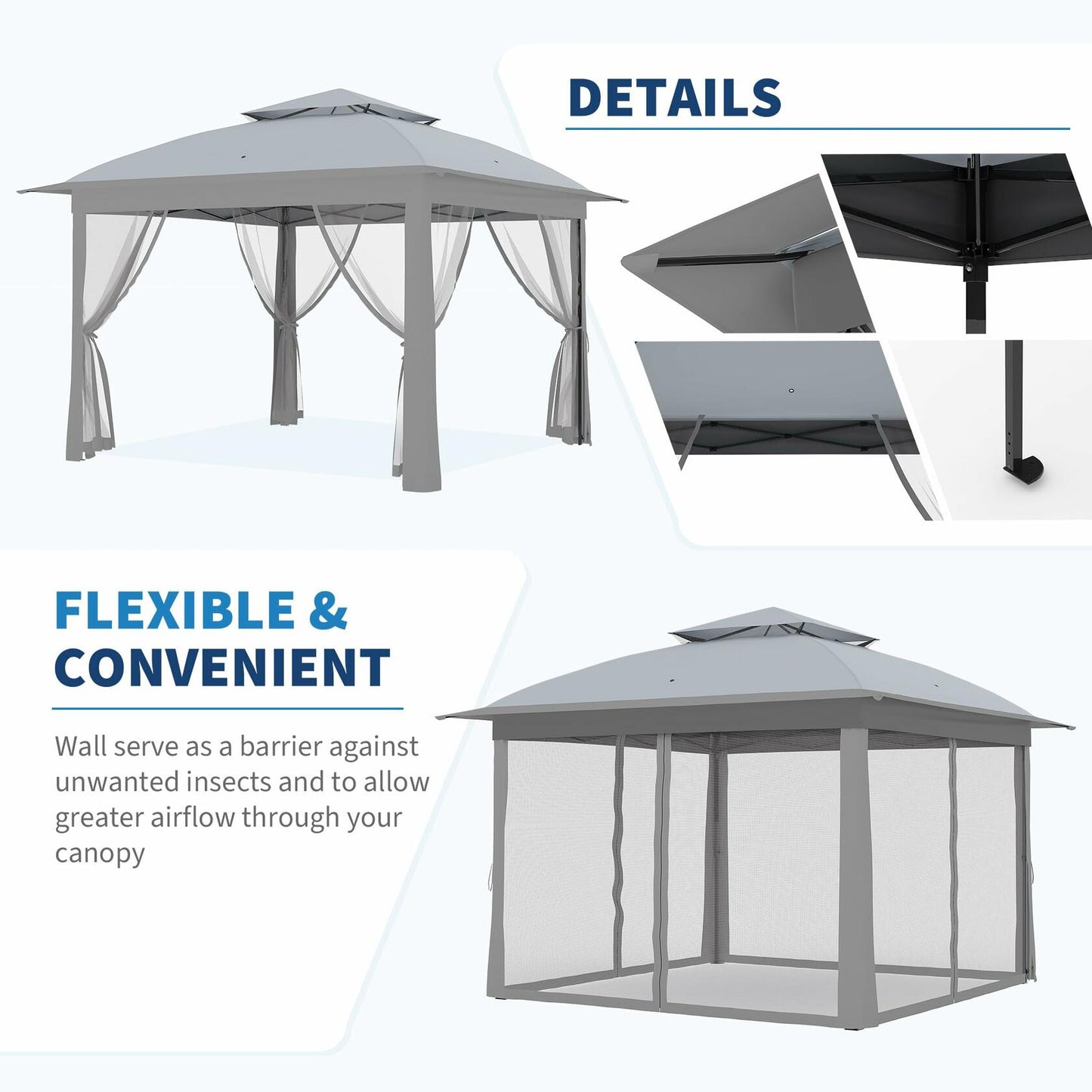 Outdoor Canopy Tent with Mosquito Netting, 11 ft for Patio, Outdoor Gazebo with Portable Carrying Bag