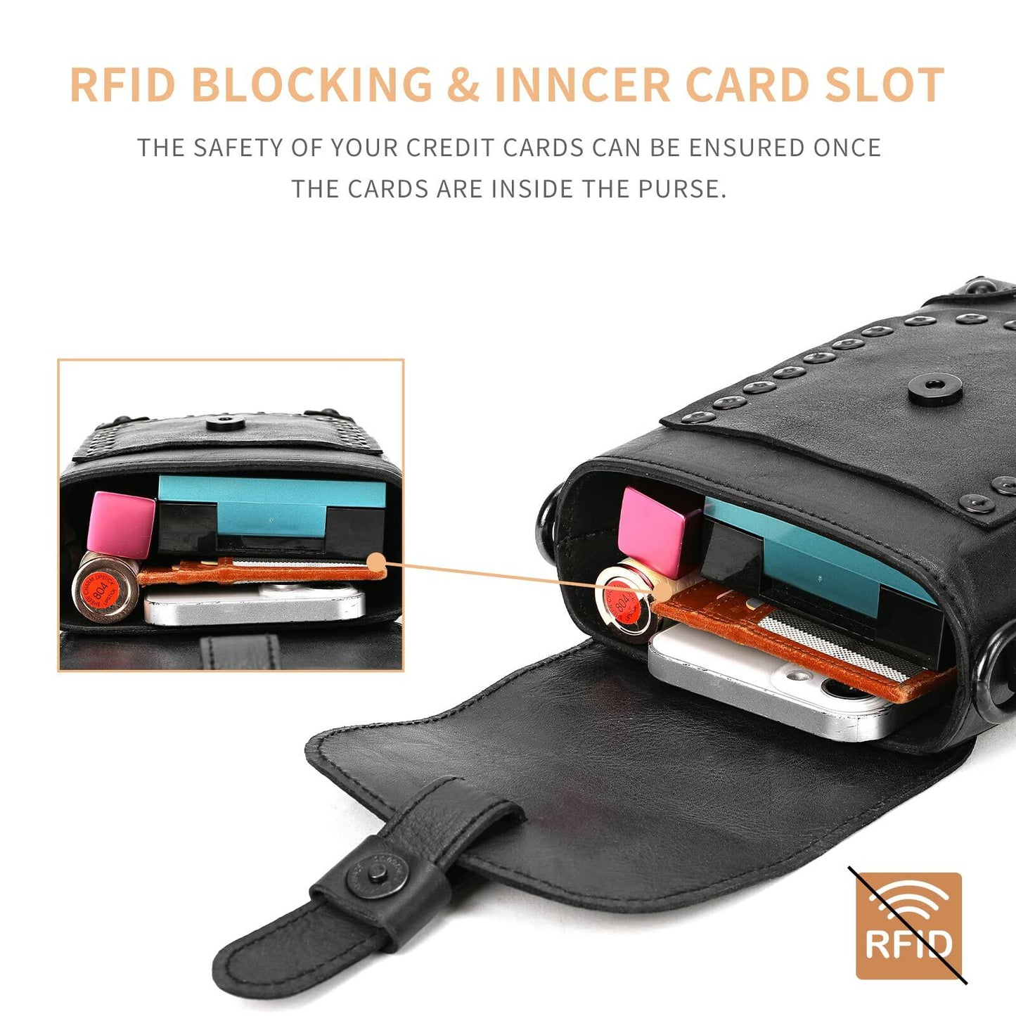 Montana West Crossbody Handbag Genuine Leather Shoulder Bag Mini Vintage Cell Phone Purse for Women Black MWG02-9062_BK