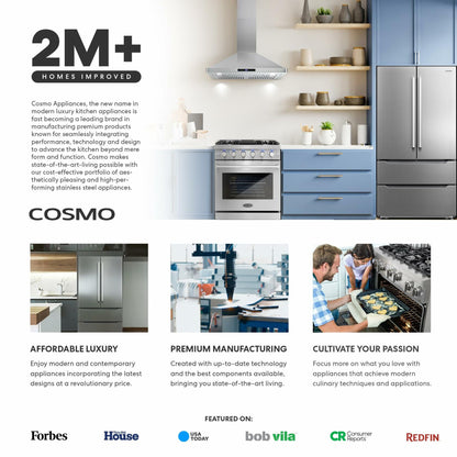 Cosmo COS-5MU36 36" 200 CFM Under Cabinet Range Hood Kitchen Hood in Stainless Steel