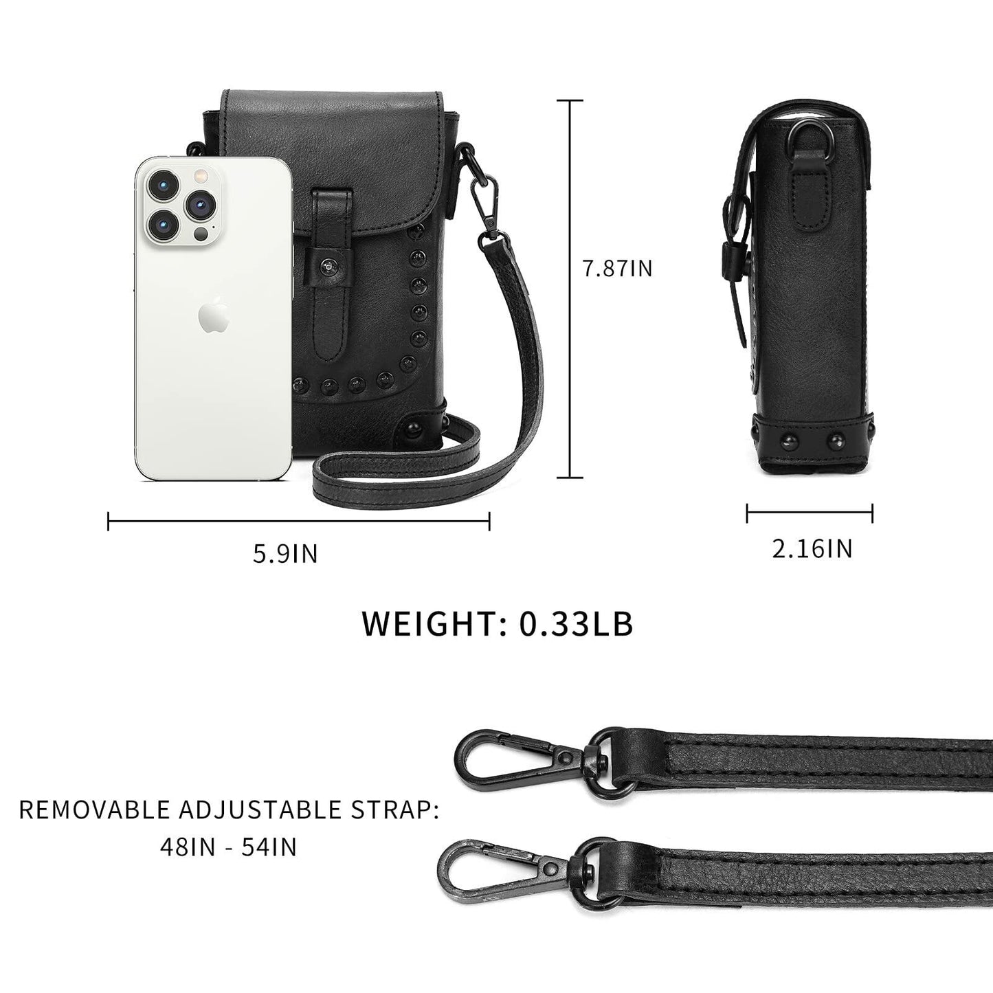 Montana West Crossbody Handbag Genuine Leather Shoulder Bag Mini Vintage Cell Phone Purse for Women Black MWG02-9062_BK