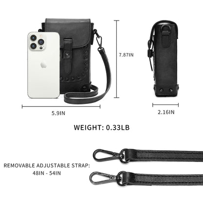 Montana West Crossbody Handbag Genuine Leather Shoulder Bag Mini Vintage Cell Phone Purse for Women Black MWG02-9062_BK