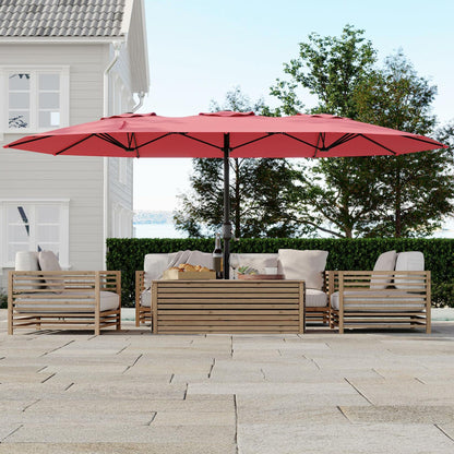 Double-Side Rectangular Pool Umbrella, 15 ft Large Patio Umbrella with Base Included, Outdoor Market Umbrellas for Poolside Lawn Backyard