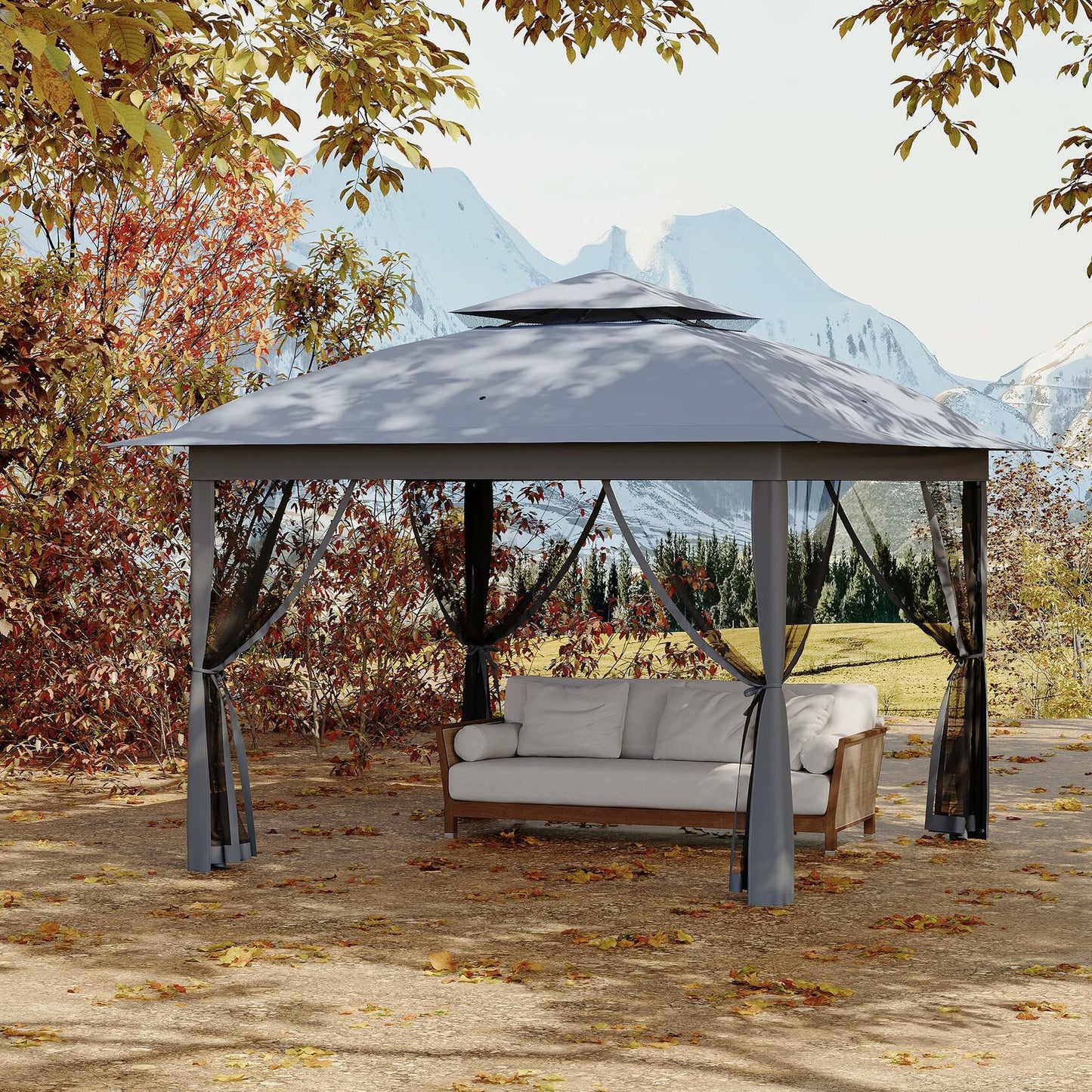 Outdoor Canopy Tent with Mosquito Netting, 11 ft for Patio, Outdoor Gazebo with Portable Carrying Bag