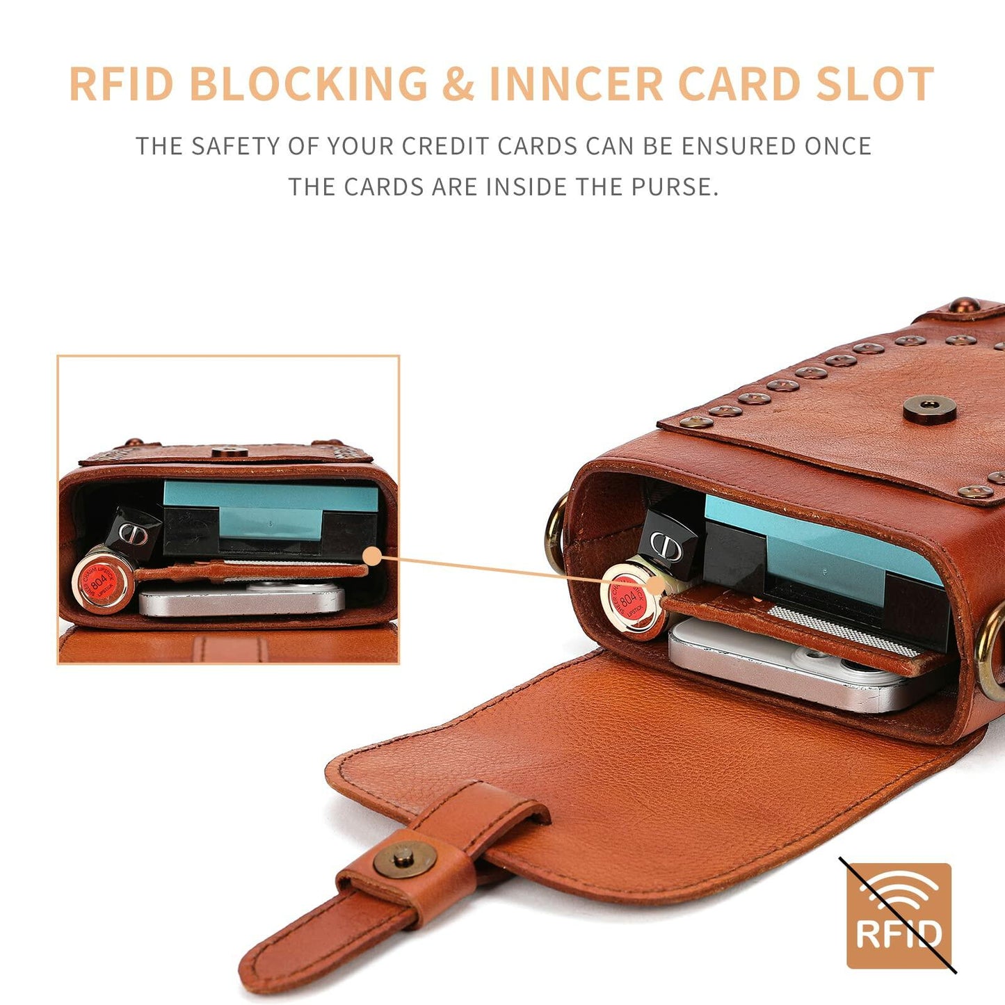 Montana West Crossbody Handbag Genuine Leather Shoulder Bag Mini Vintage Cell Phone Purse for Women Brown MWG02-9062_BR