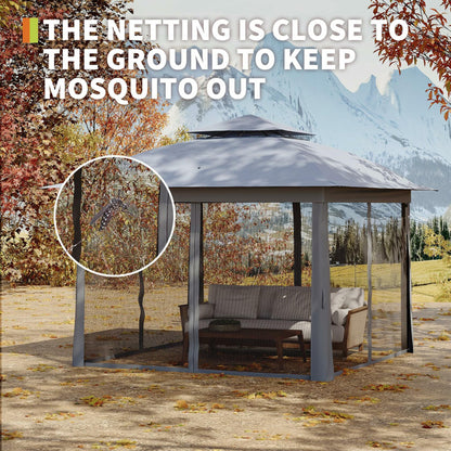 Outdoor Canopy Tent with Mosquito Netting, 11 ft for Patio, Outdoor Gazebo with Portable Carrying Bag