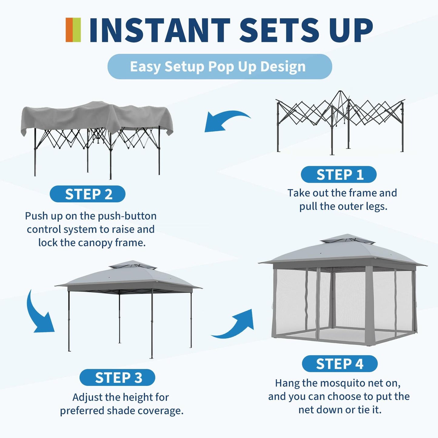 Outdoor Canopy Tent with Mosquito Netting, 11 ft for Patio, Outdoor Gazebo with Portable Carrying Bag