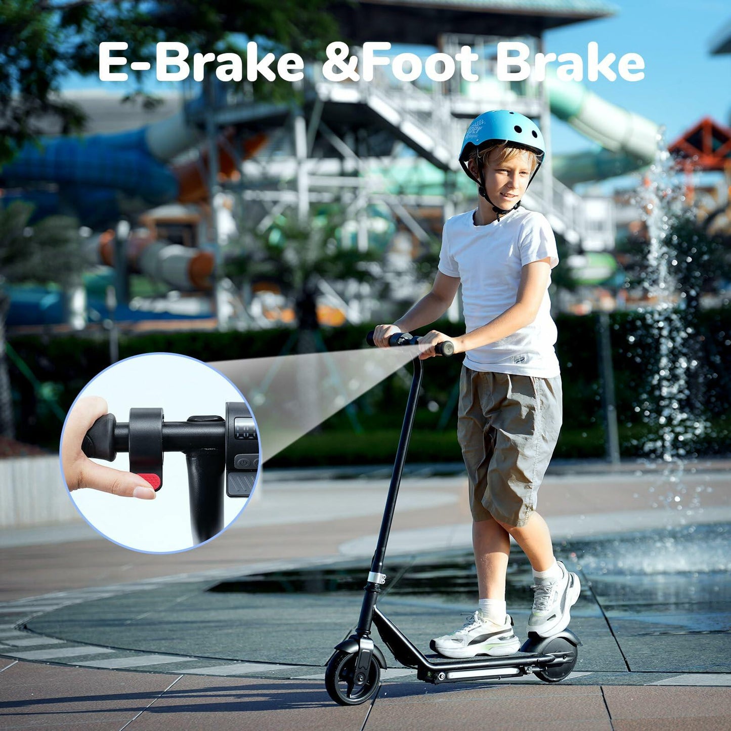 iScooter IK3 Electric Scooter for Kids Ages 6-12, 150W Motor, LED Display, 3 speeds Adjustable, Colorful Lights, Double Brake, Kids Electric Scooter with Magnetic Charging (IK3,Black)