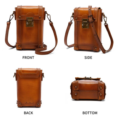 Montana West Mini Crossbody Bag for Women Genuine Leather Vintage Shoulder Bag Cell Phone Purse MWG01-9062BR
