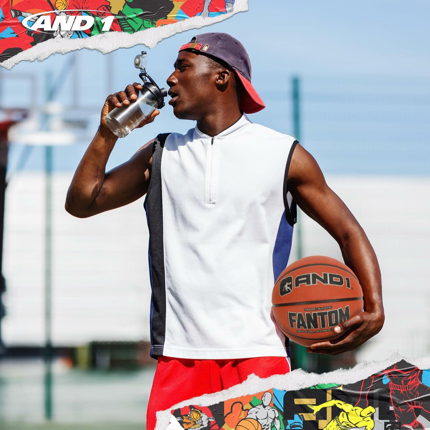 AND1 Fantom Rubber Basketball: Official Regulation Size 7 (29.5 inches), Deep Channel Construction