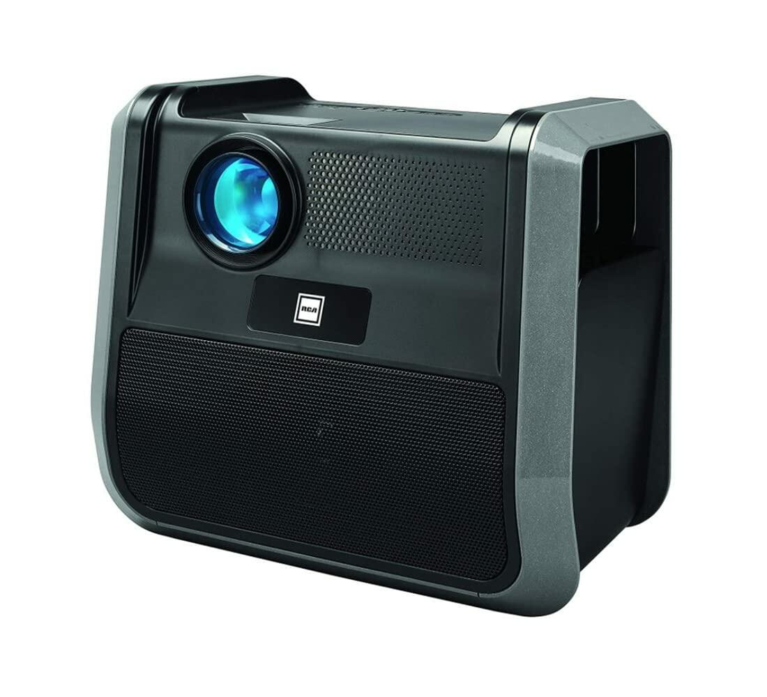RCA RPJ060 Projector 150" Portable 1080p LED/LCD | Rechargeable Battery | Built-in Handles and Speaker - Black/Gray