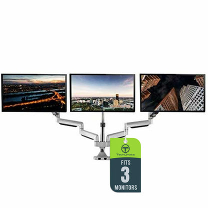 TechOrbits Universal Desk Mount for Triple Monitor, Fits 13-30" Computer Screens