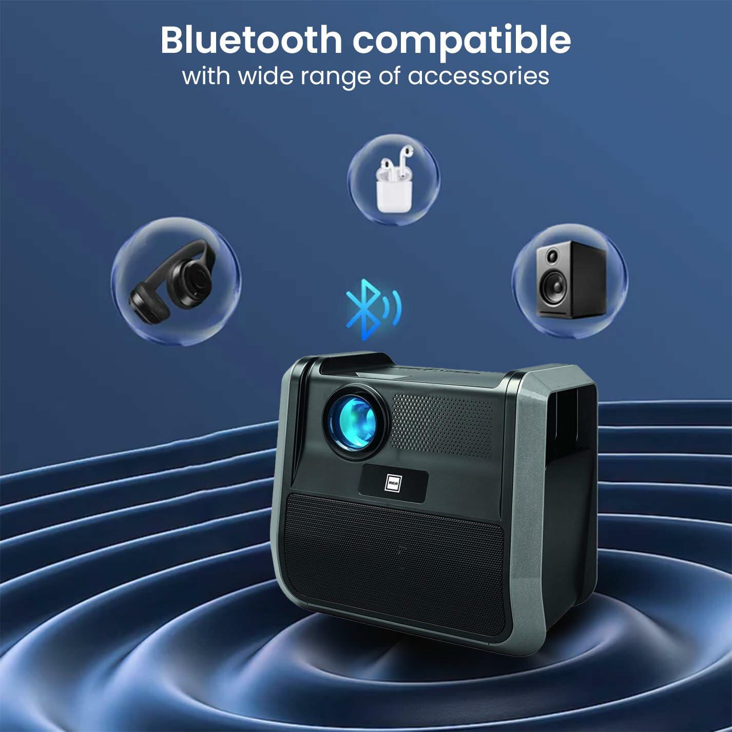 RCA RPJ060 Projector 150" Portable 1080p LED/LCD | Rechargeable Battery | Built-in Handles and Speaker - Black/Gray