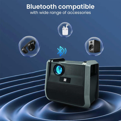 RCA RPJ060 Projector 150" Portable 1080p LED/LCD | Rechargeable Battery | Built-in Handles and Speaker - Black/Gray