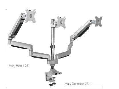 TechOrbits Universal Desk Mount for Triple Monitor, Fits 13-30" Computer Screens