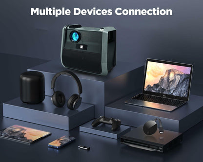 RCA RPJ060 Projector 150" Portable 1080p LED/LCD | Rechargeable Battery | Built-in Handles and Speaker - Black/Gray