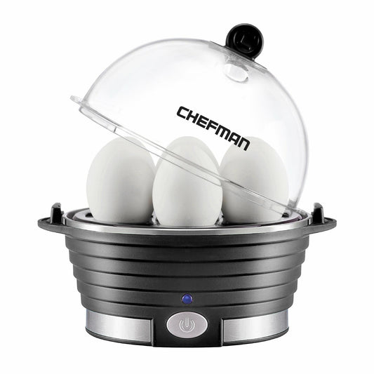 Chefman Rapid Egg Cooker, 6 Egg Capacity w/ Removable Poaching/Omelette Tray - Black, New