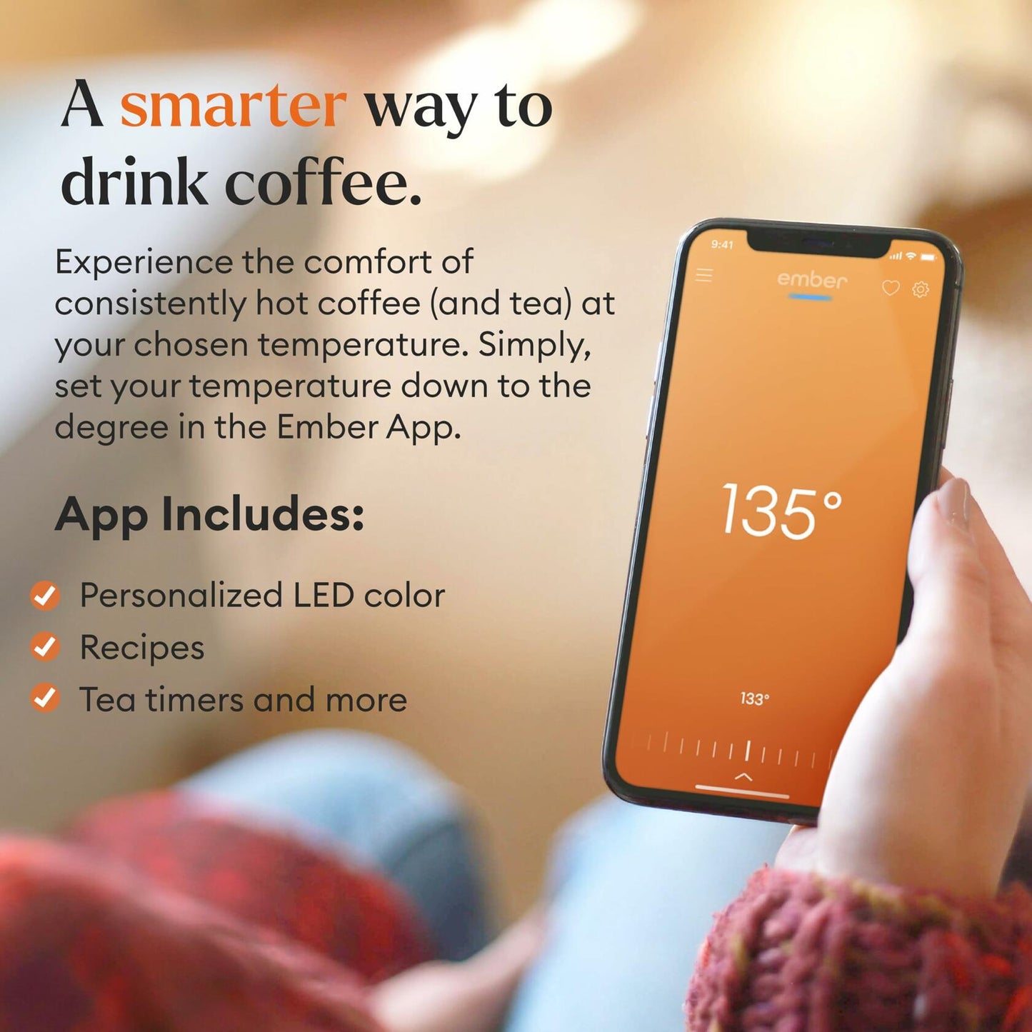 Ember Temperature Control Smart Mug 2, 10 oz, Gold, up to 1.5-hr Battery Life - App Controlled Heated Coffee/Tea Mug - Improved Design