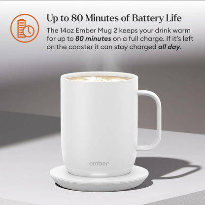 Ember Temperature Control Smart Mug 2, 10 oz, Gold, up to 1.5-hr Battery Life - App Controlled Heated Coffee/Tea Mug - Improved Design
