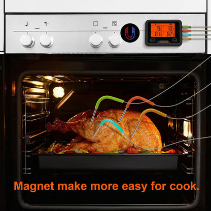 Bluetooth and WiFi Meat Thermometer IBBQ-4BW, Smart Wireless Grill Thermometer, 4 Color Probes | Mobile Notification, High/Low Timer, Rechargeable Digital Bluetooth Thermometer for Smoker Oven Kitchen