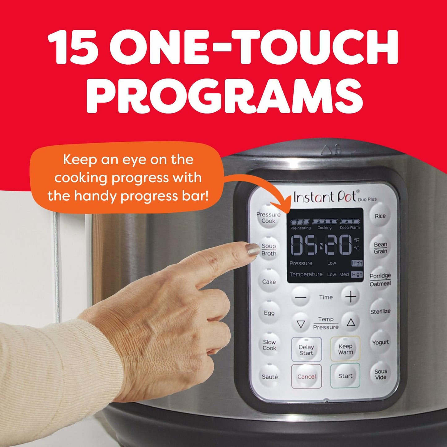 Instant Pot 6Qt Duo Plus 9-in-1 Multicooker, Pressure Cooker, Slow Cook, Rice Maker, Steamer, Saut, Yogurt, Warmer & Sterilizer, Stainless Steel, 6 Quarts